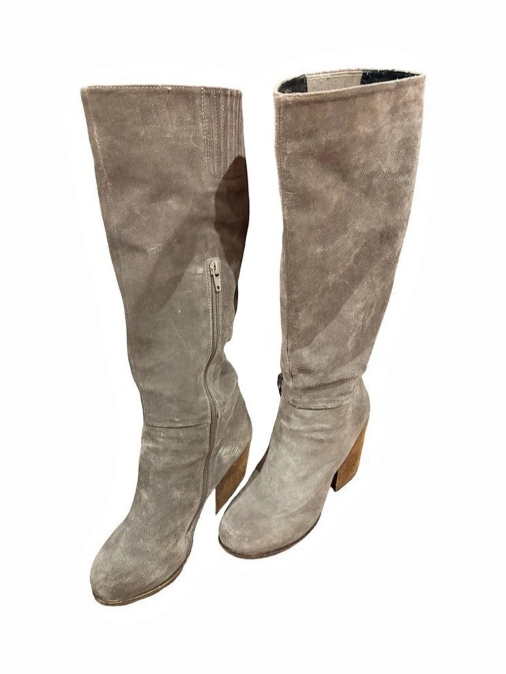 Jeffrey Campbell SARK-2 Gray Suede Leather Knee High Boots Size 8.5